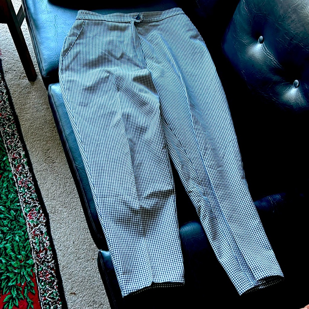 Navy gingham vintage capri pants